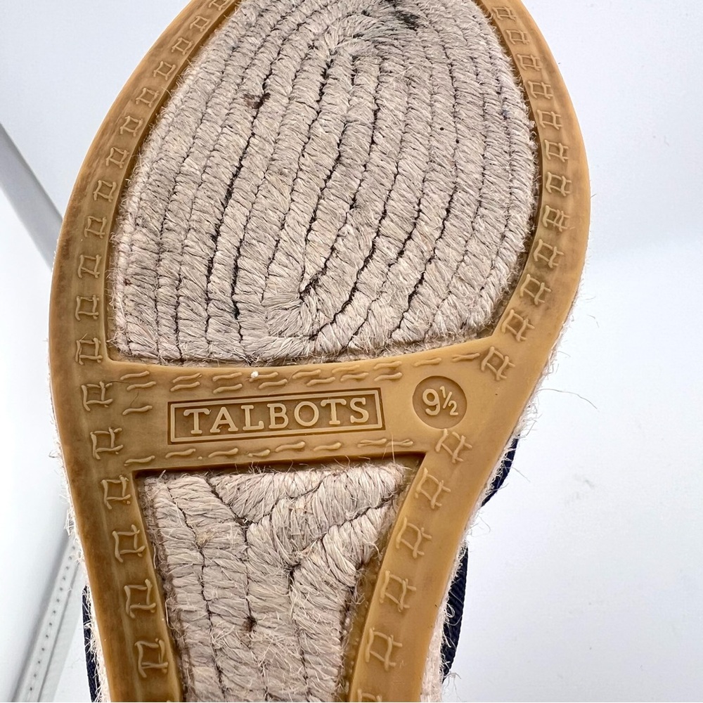 Talbots Lyndsay D'Orsay Espadrille Wedge Shoes 9.5 Blue Canvas Coastal Preppy - Picture 9 of 10